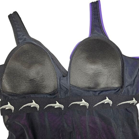 Dolfin Women's Aquashape Color Block Ruched-Front One Piece Swimsuit Size 18* - Picture 7 of 11